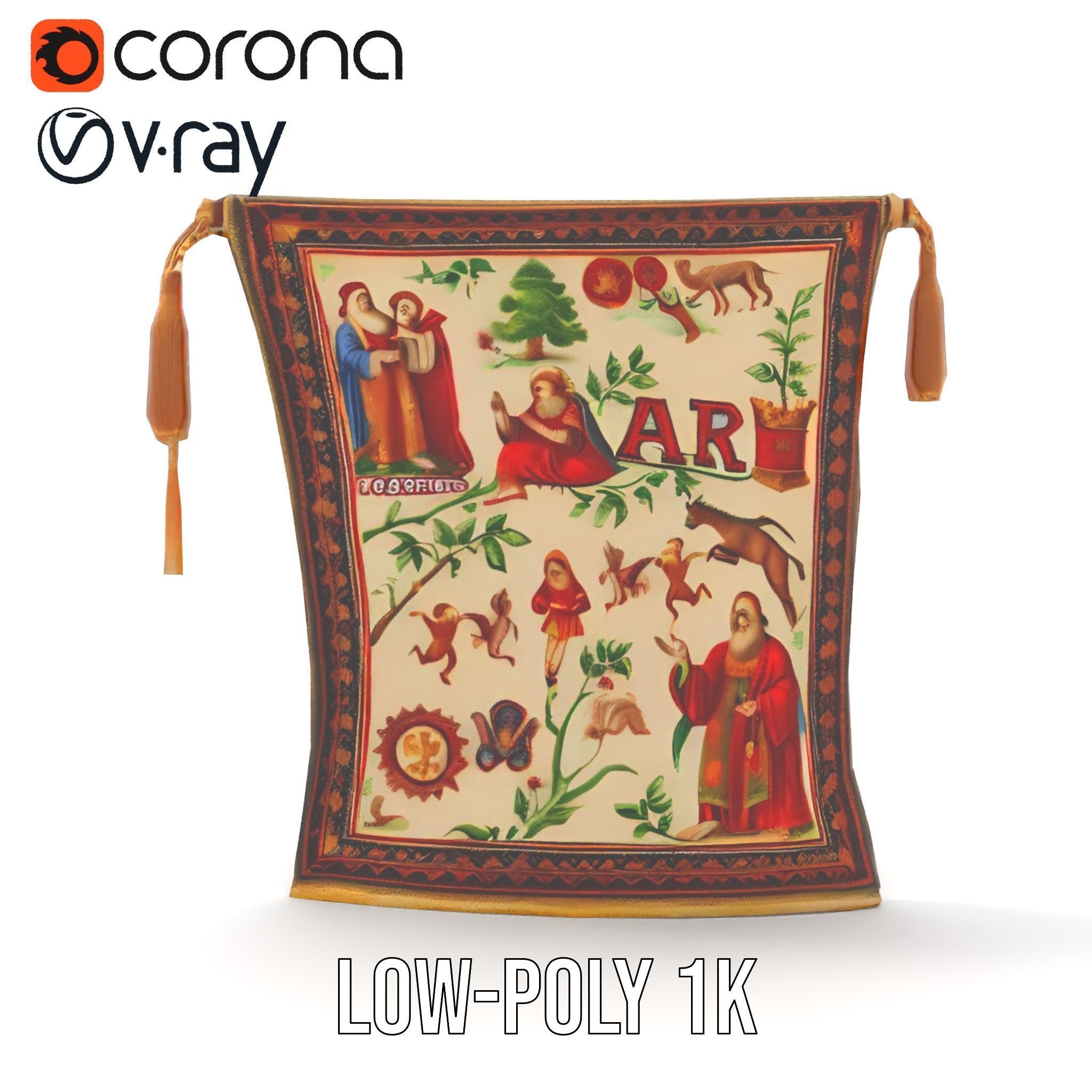 Medieval Tapestry Art Model Pack Low-poly 3D model_26