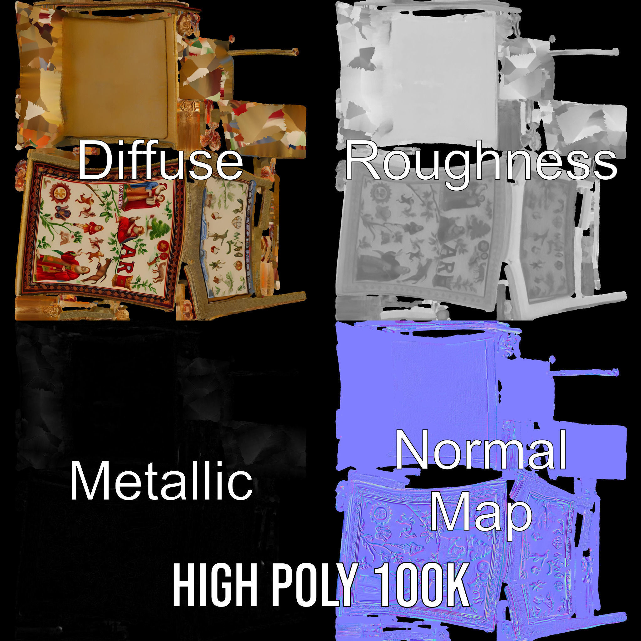 Medieval Tapestry Art Model Pack Low-poly 3D model_4