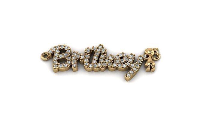 Custom Diamond Name Pendant BRITNEY 3D print model