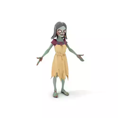 Spooky Zombie Girl Character Rigged and Animated