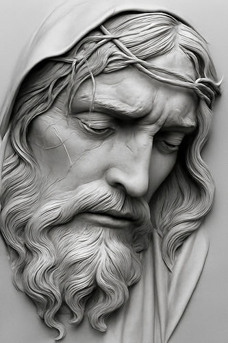 Jesus Christ Face Bas-Relief 3D print model