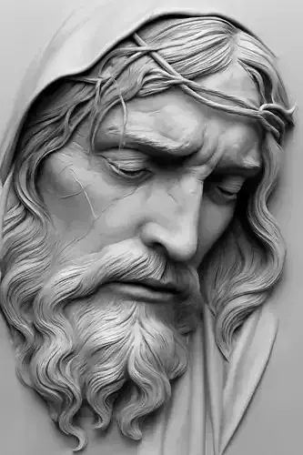 Jesus Christ Face Bas-Relief