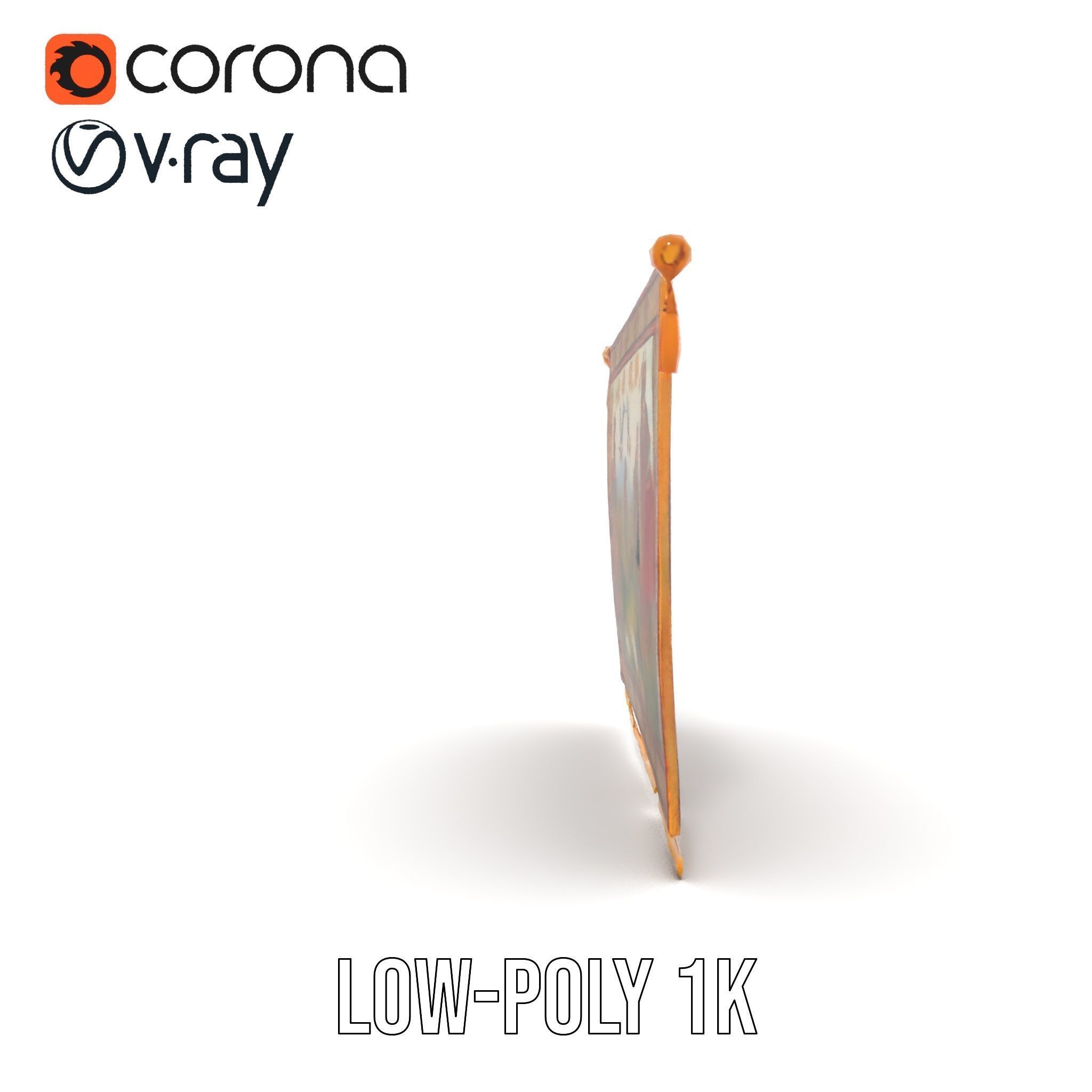 Medieval Tapestry Model Pack with Decorative Rod Low-poly 3D model_30