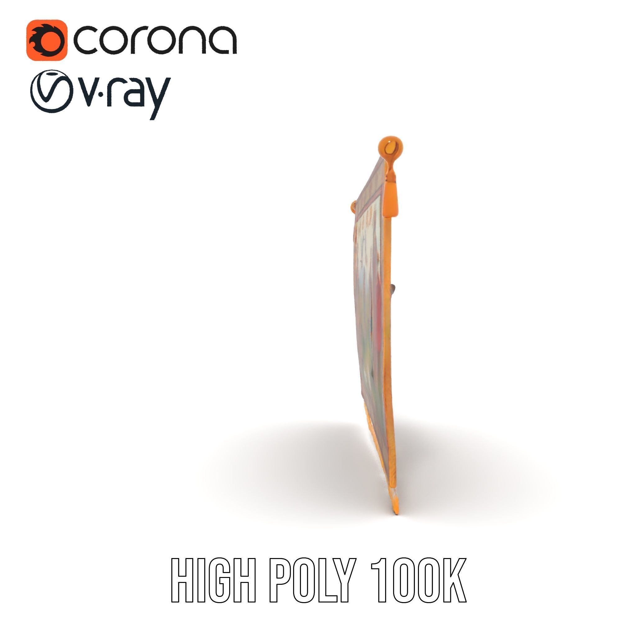 Medieval Tapestry Model Pack with Decorative Rod Low-poly 3D model_23