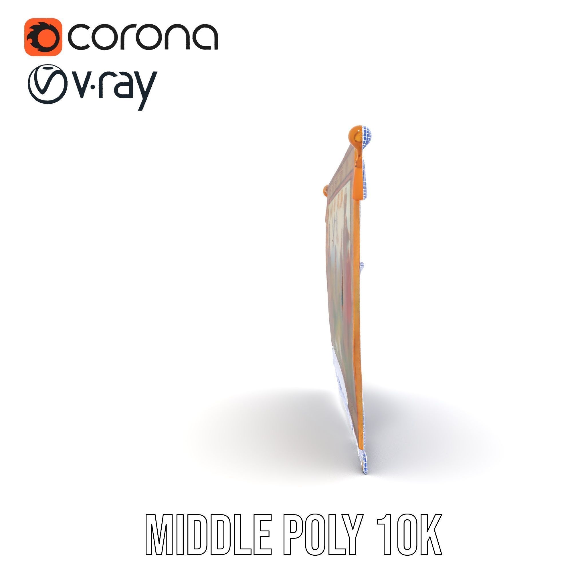 Medieval Tapestry Model Pack with Decorative Rod Low-poly 3D model_15