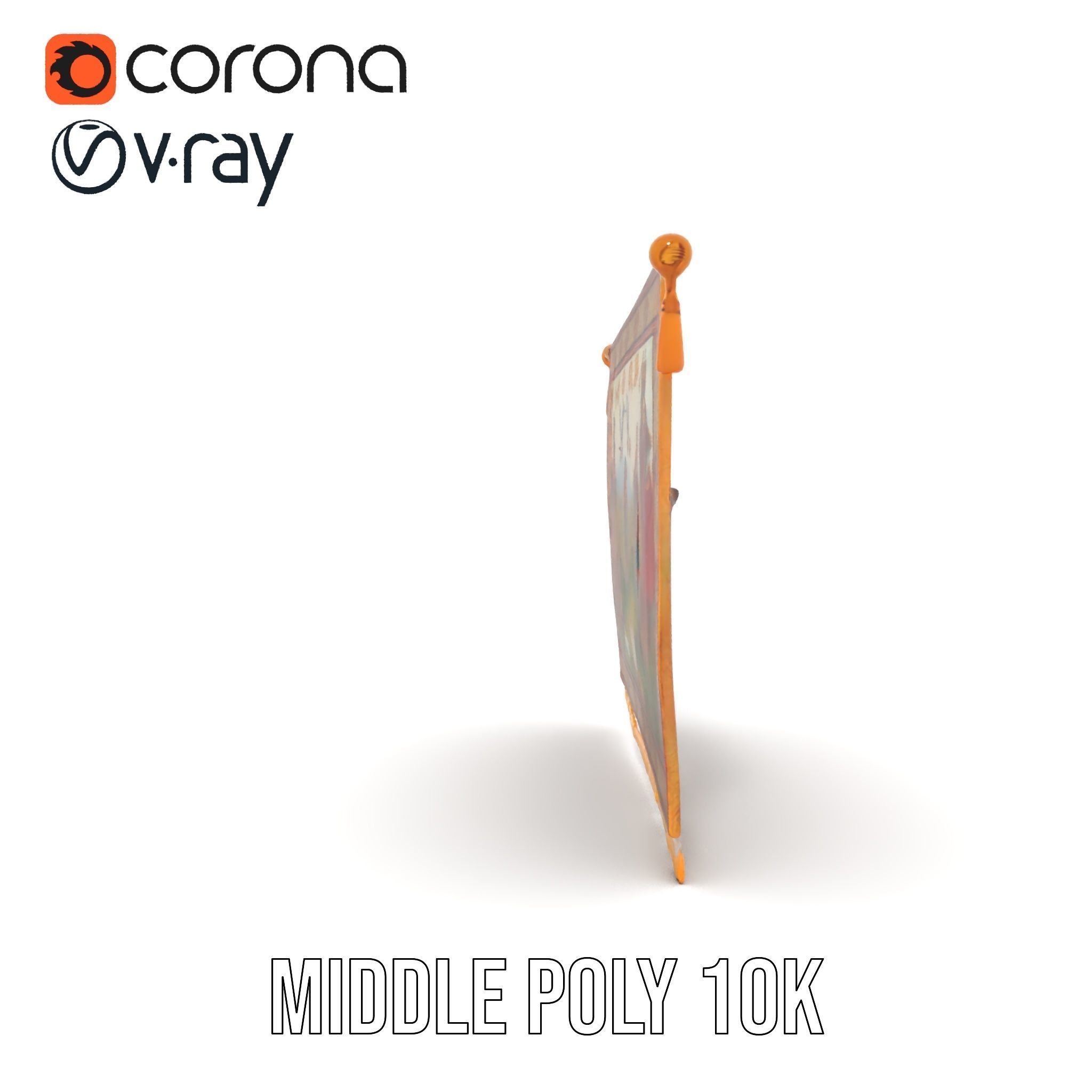 Medieval Tapestry Model Pack with Decorative Rod Low-poly 3D model_29