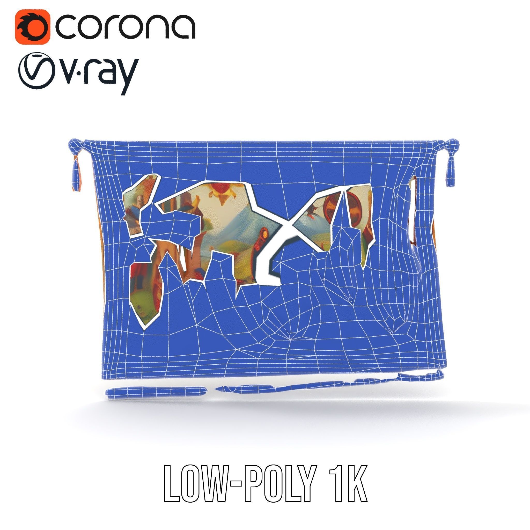 Medieval Tapestry Model Pack with Decorative Rod Low-poly 3D model_8