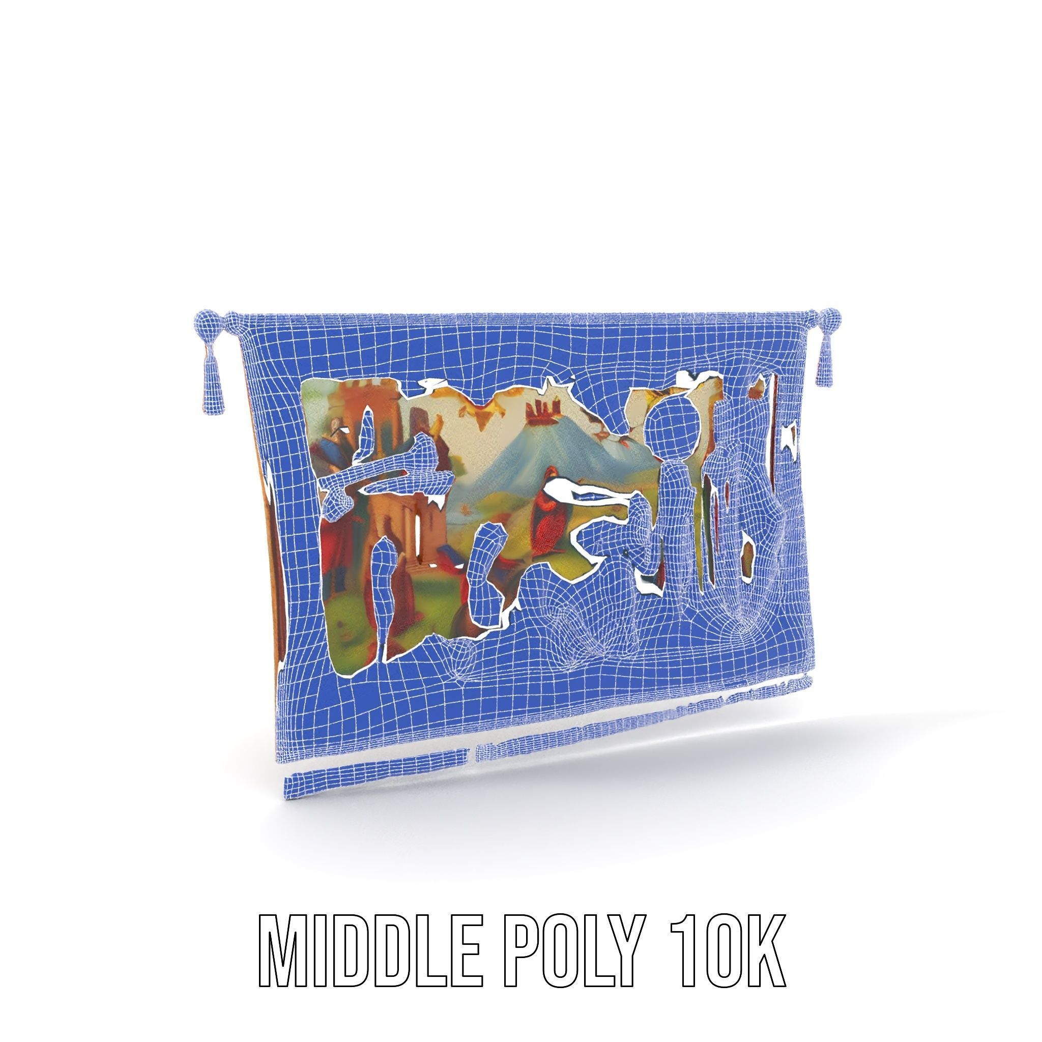 Medieval Tapestry Model Pack with Decorative Rod Low-poly 3D model_12