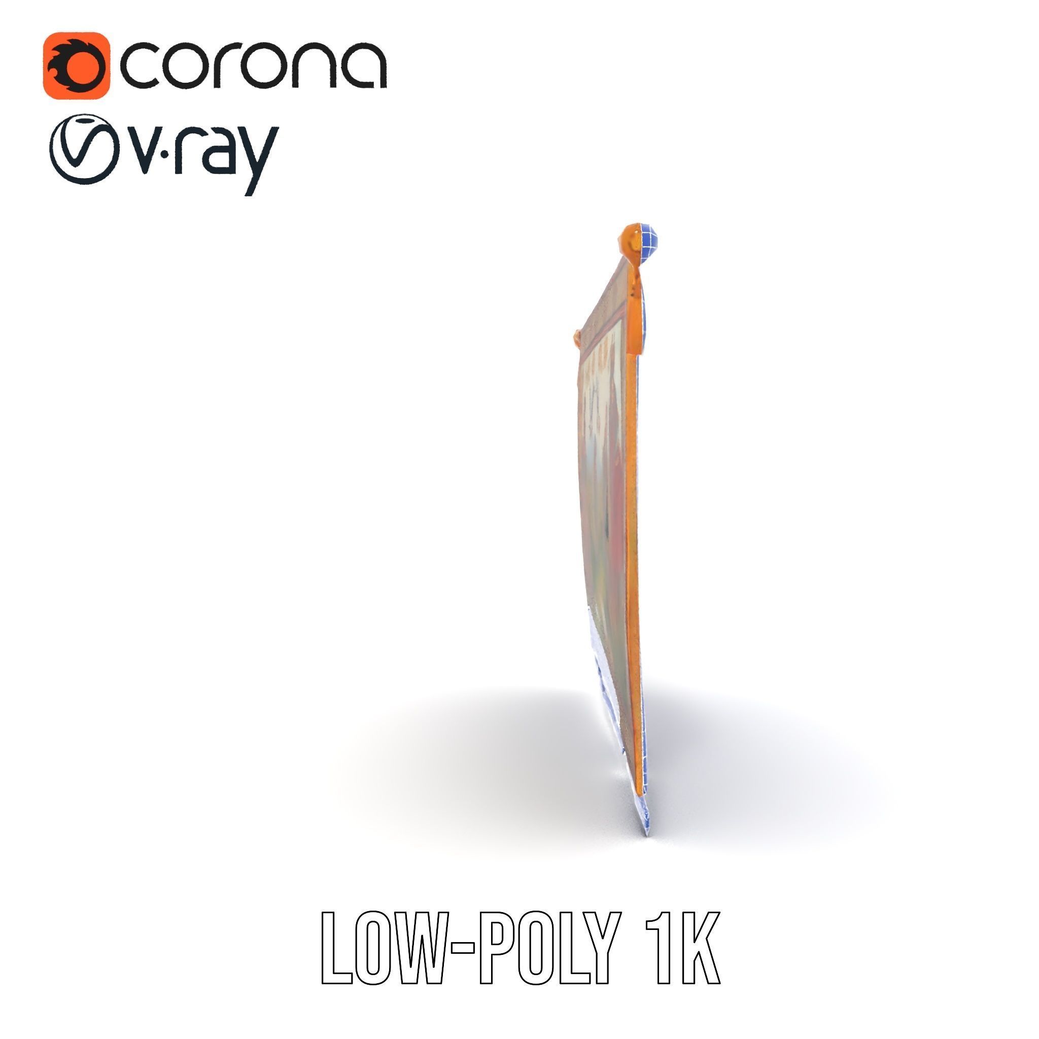 Medieval Tapestry Model Pack with Decorative Rod Low-poly 3D model_16