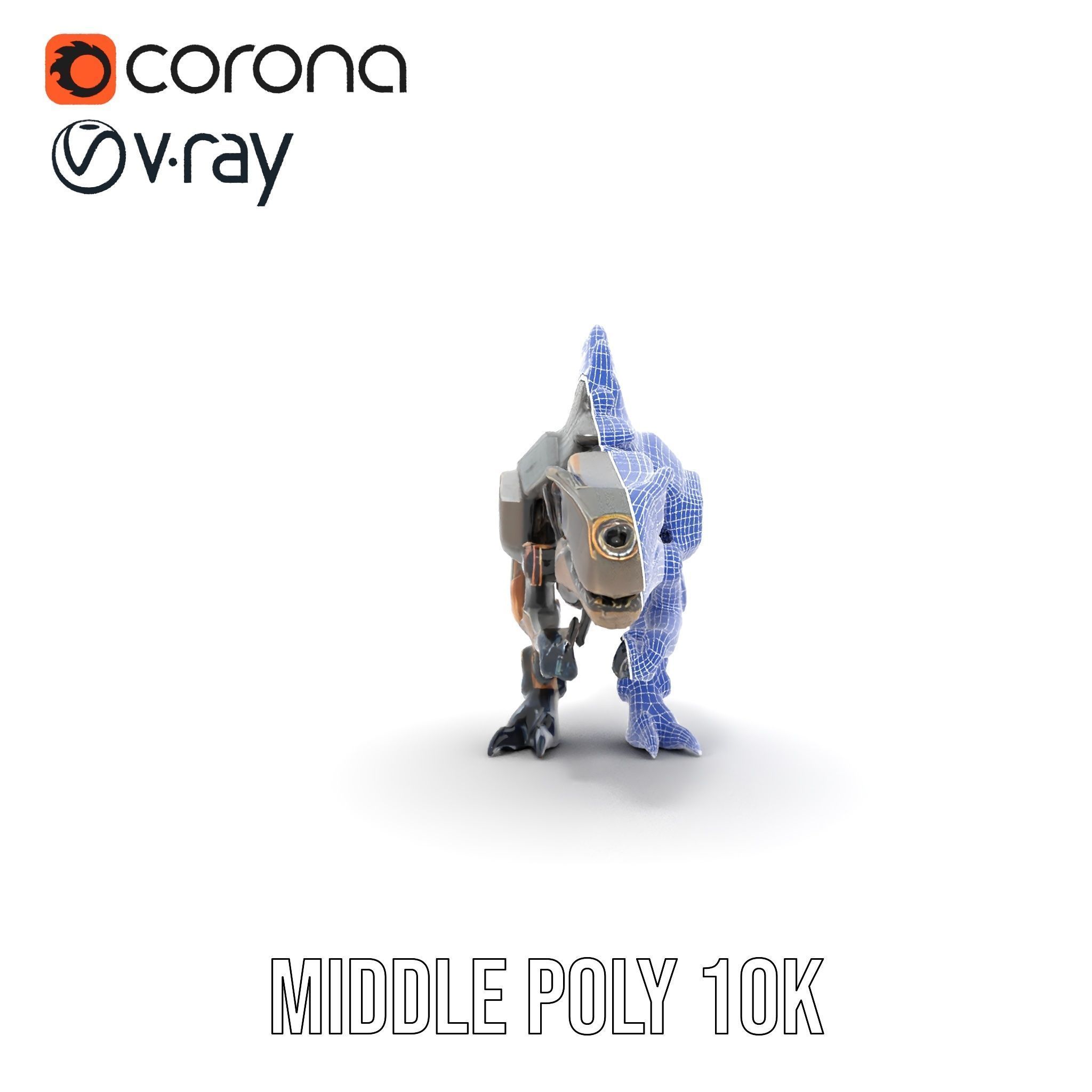 Mechanical Dinosaur Model Pack for Game and Animation Projects Low-poly 3D model_28