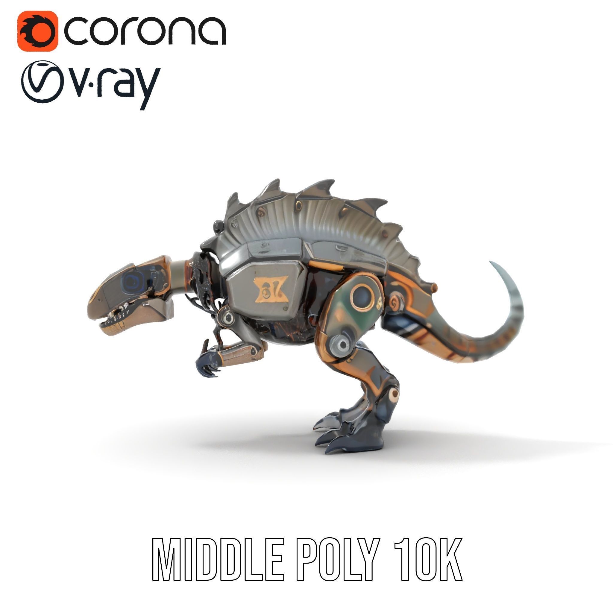 Mechanical Dinosaur Model Pack for Game and Animation Projects Low-poly 3D model_12