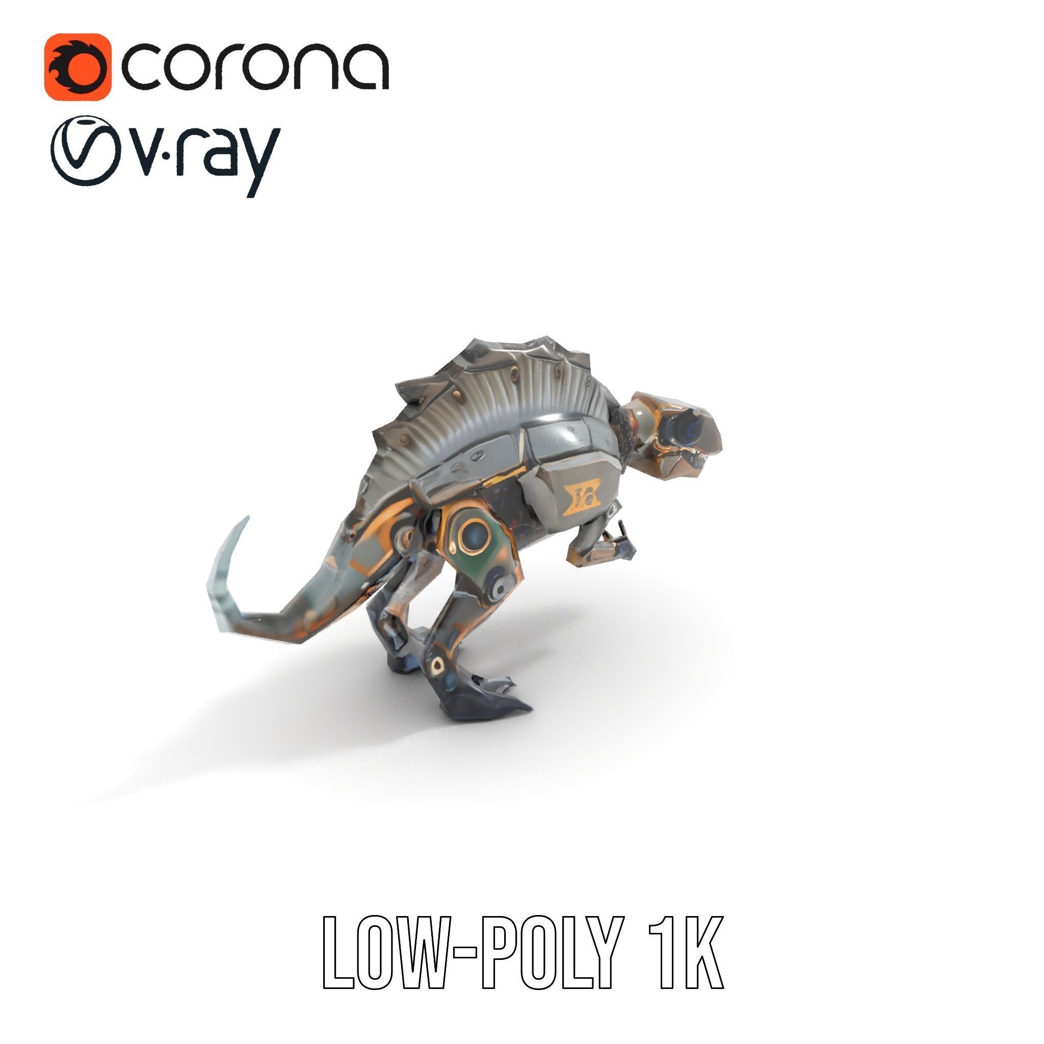 Mechanical Dinosaur Model Pack for Game and Animation Projects Low-poly 3D model_26