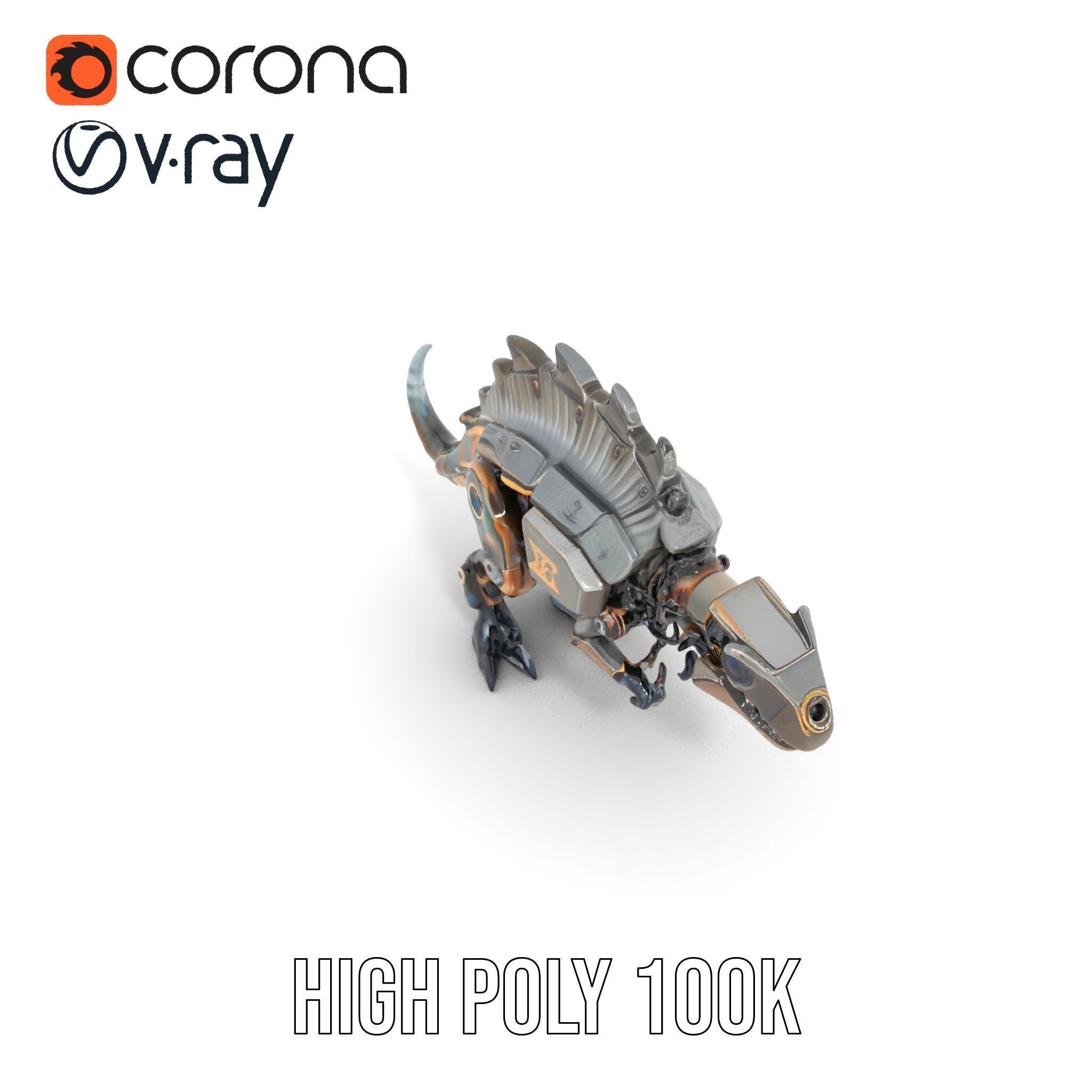 Mechanical Dinosaur Model Pack for Game and Animation Projects Low-poly 3D model_19