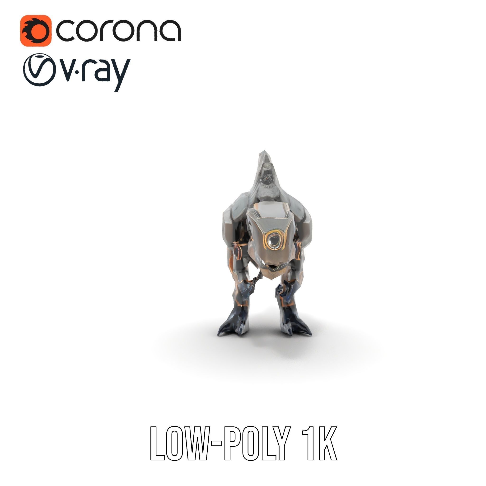 Mechanical Dinosaur Model Pack for Game and Animation Projects Low-poly 3D model_8