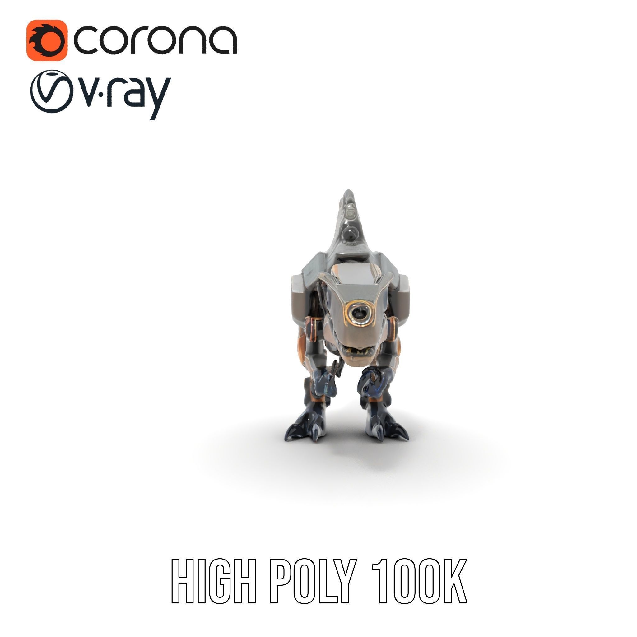 Mechanical Dinosaur Model Pack for Game and Animation Projects Low-poly 3D model_27