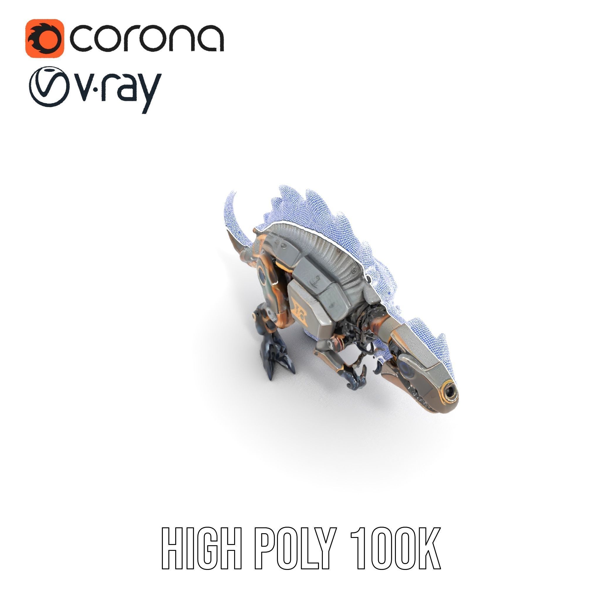 Mechanical Dinosaur Model Pack for Game and Animation Projects Low-poly 3D model_33