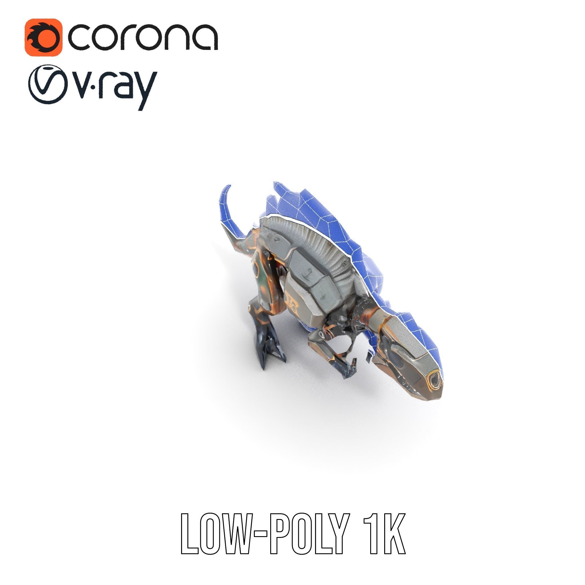 Mechanical Dinosaur Model Pack for Game and Animation Projects Low-poly 3D model_31