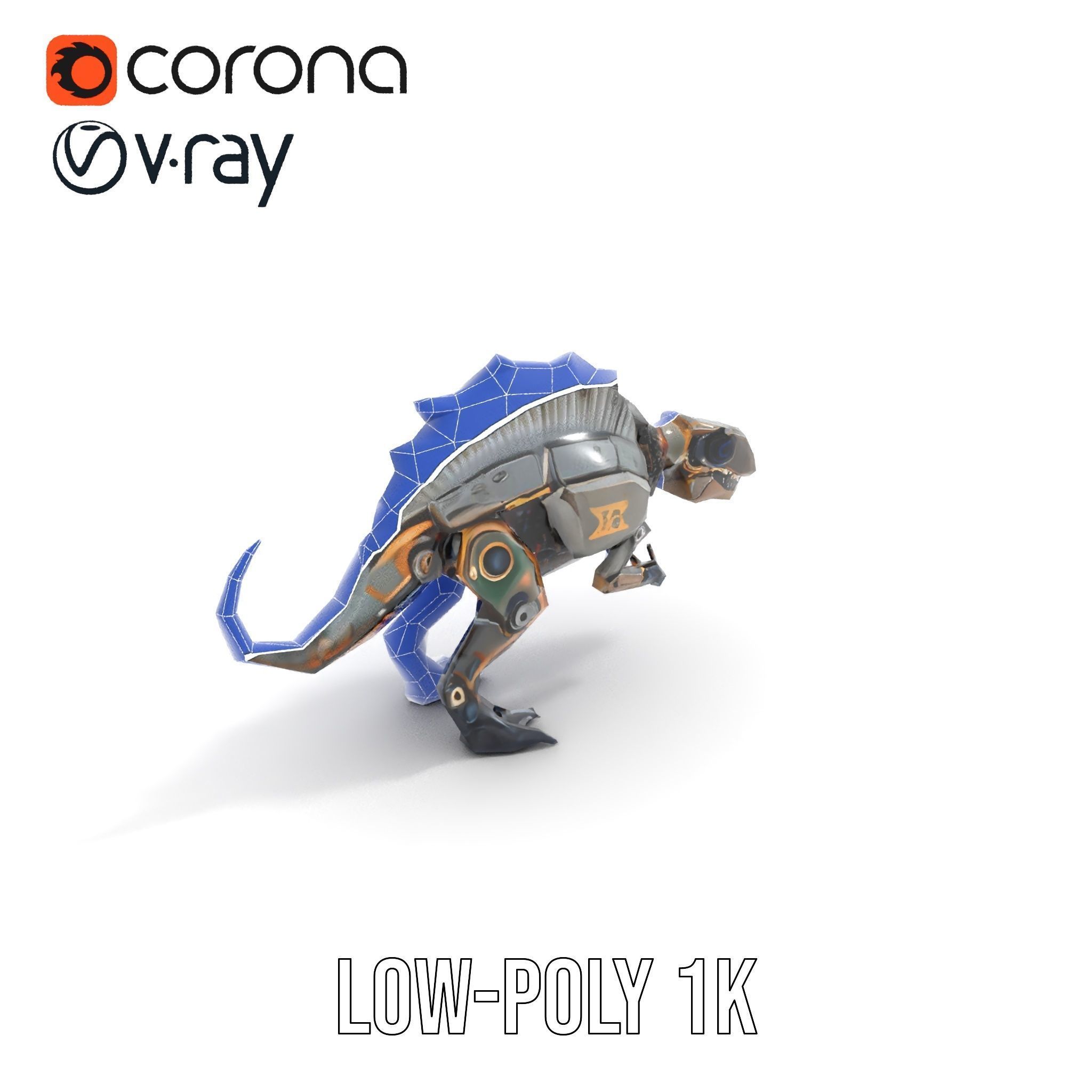 Mechanical Dinosaur Model Pack for Game and Animation Projects Low-poly 3D model_29