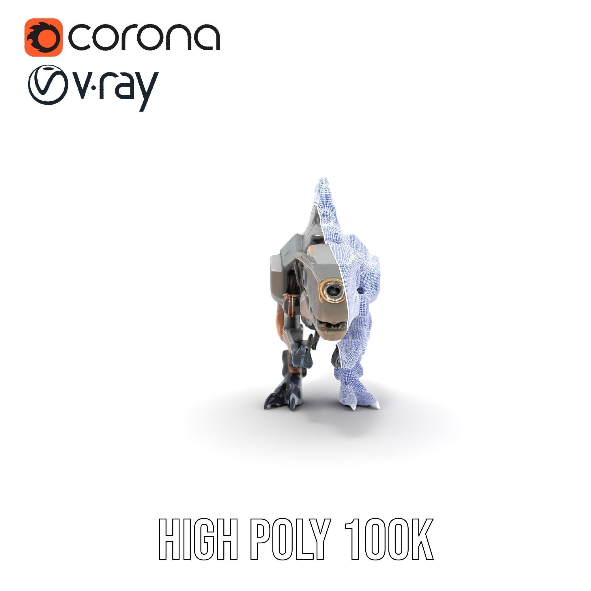 Mechanical Dinosaur Model Pack for Game and Animation Projects Low-poly 3D model_34