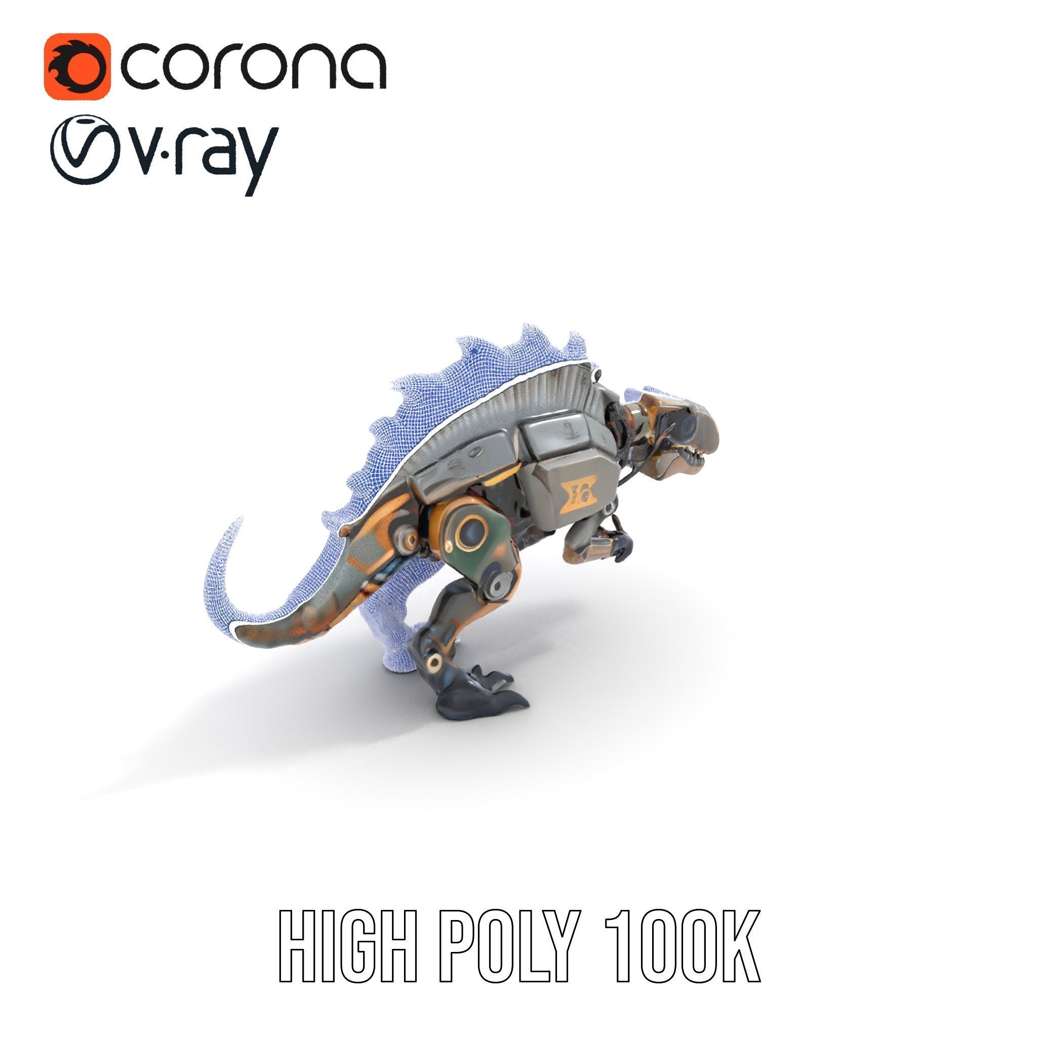 Mechanical Dinosaur Model Pack for Game and Animation Projects Low-poly 3D model_35