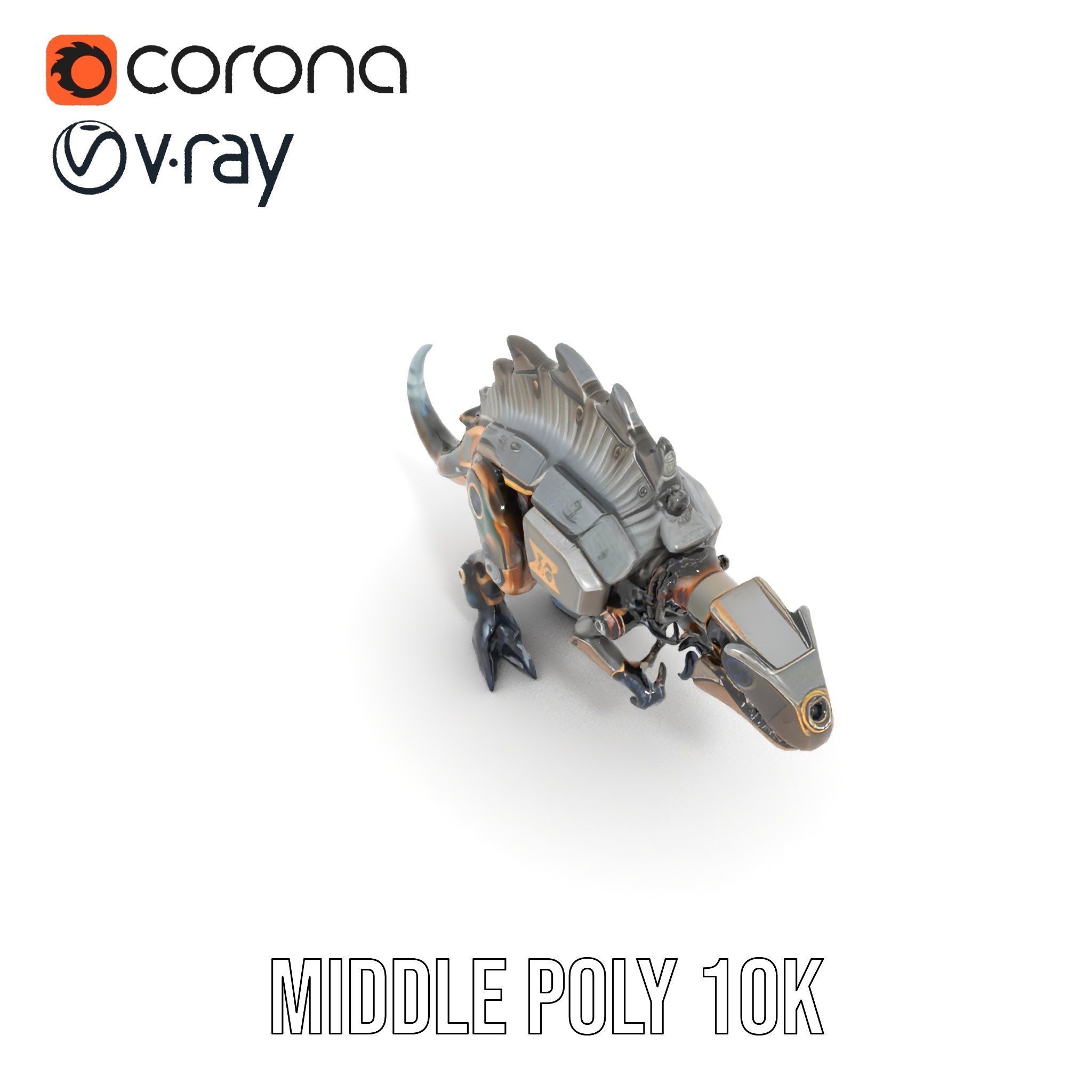 Mechanical Dinosaur Model Pack for Game and Animation Projects Low-poly 3D model_6