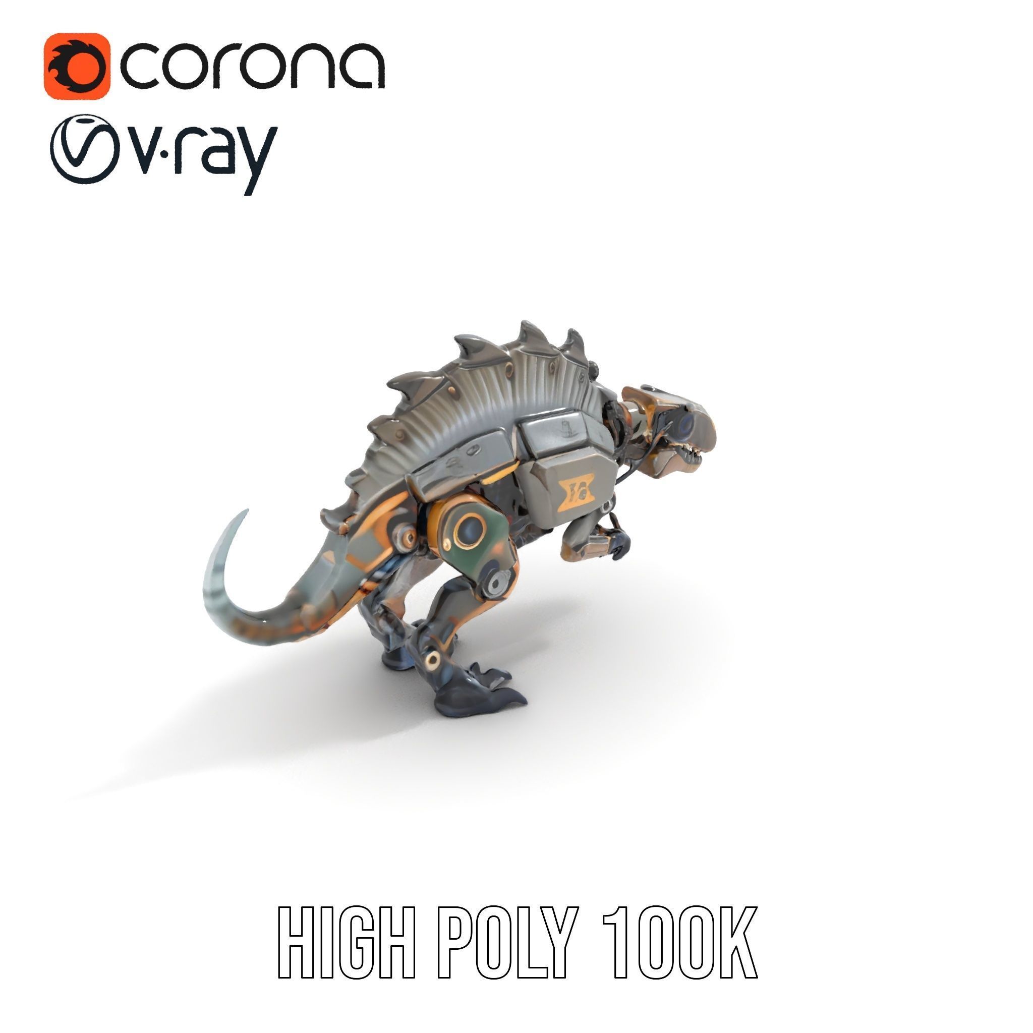Mechanical Dinosaur Model Pack for Game and Animation Projects Low-poly 3D model_16
