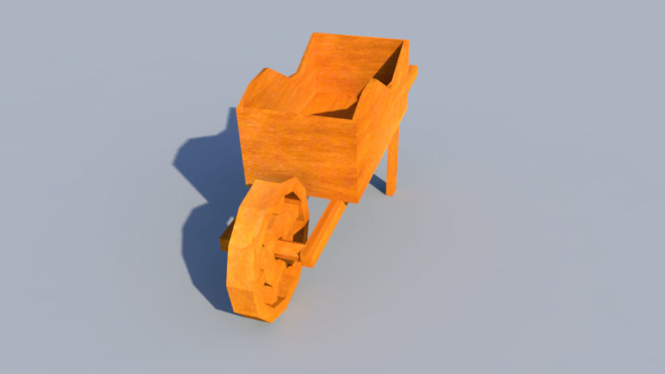 3D Wheelbarrow Model wooden Free low-poly 3D model_1