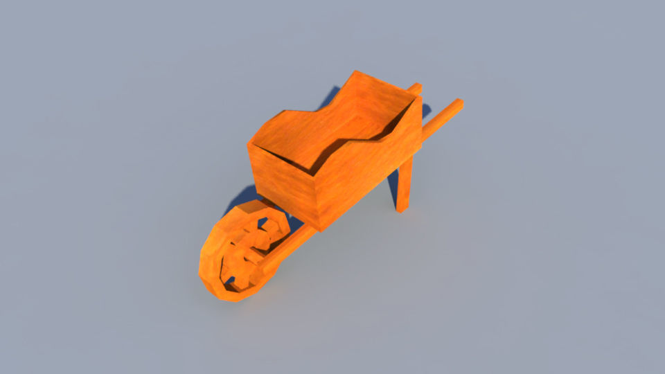 3D Wheelbarrow Model wooden Free low-poly 3D model_3