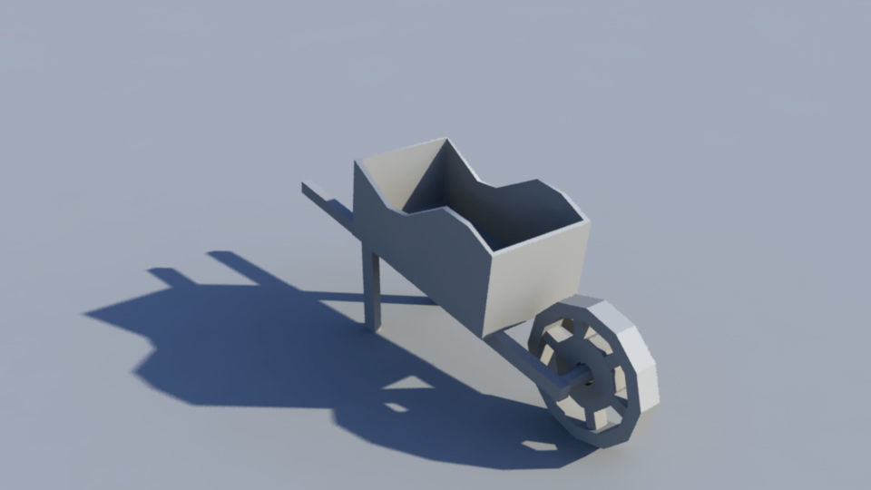 3D Wheelbarrow Model wooden Free low-poly 3D model_2