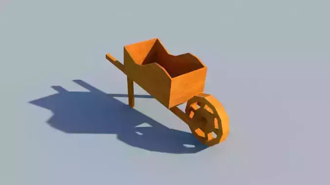 3D Wheelbarrow Model wooden