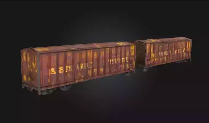 Rusty Boxcars  Weathered Train Cargo