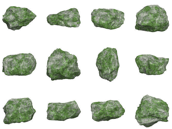 12 Mossy Rock Collection 3D model