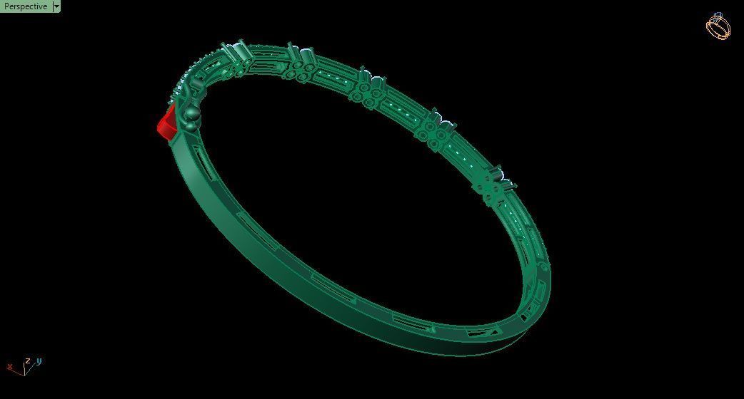 Bracelet 0043 - Bangle - Diamonds 3D print model_13