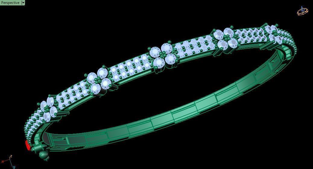 Bracelet 0043 - Bangle - Diamonds 3D print model_8
