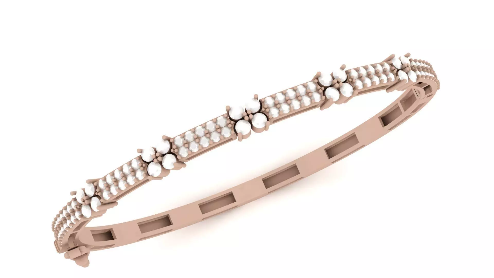 Bracelet 0043 - Bangle - Diamonds 3D print model_0