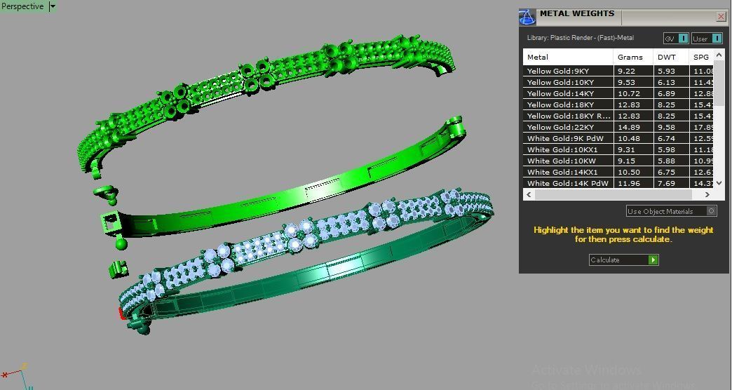 Bracelet 0043 - Bangle - Diamonds 3D print model_16