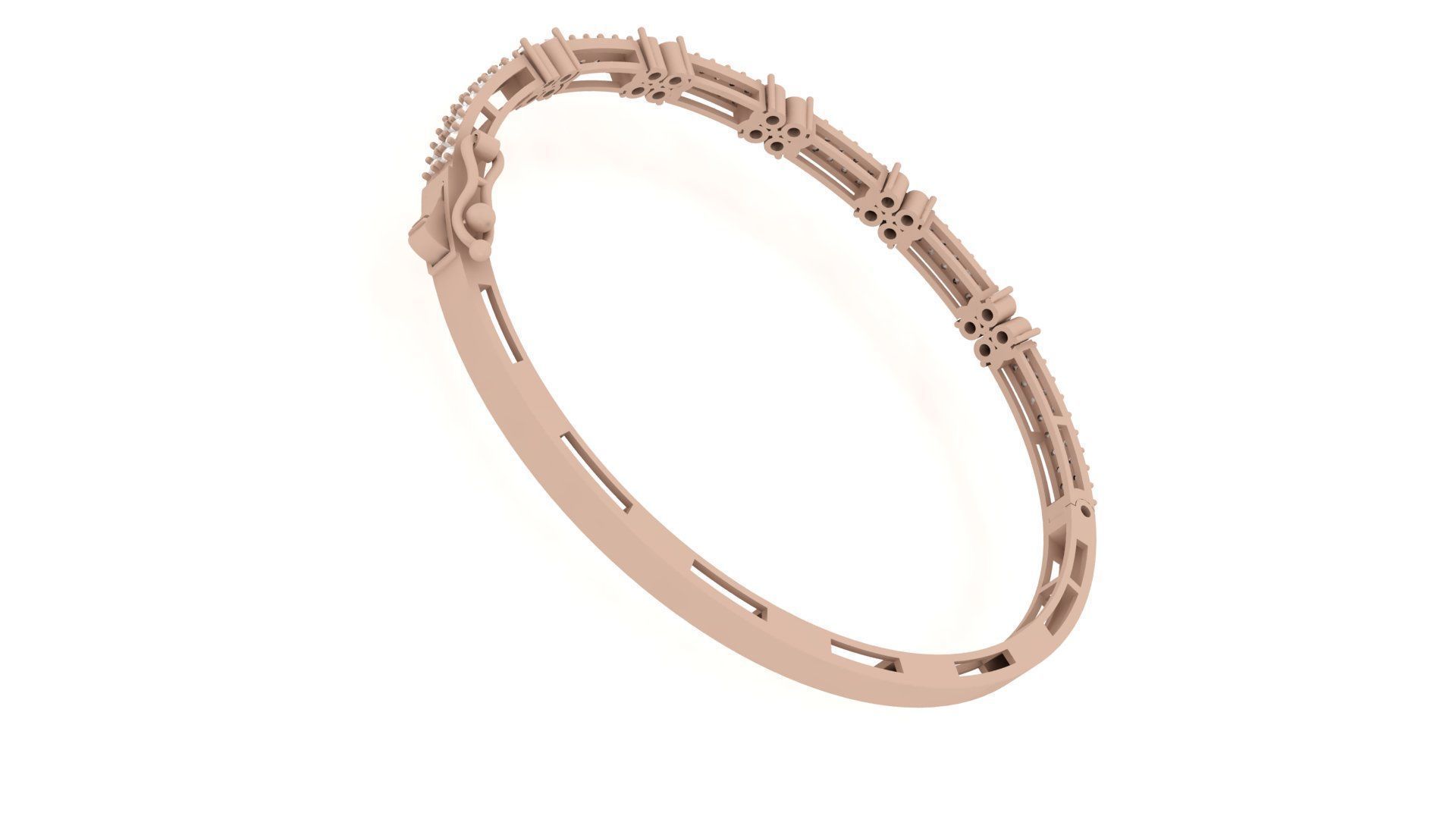 Bracelet 0043 - Bangle - Diamonds 3D print model_6
