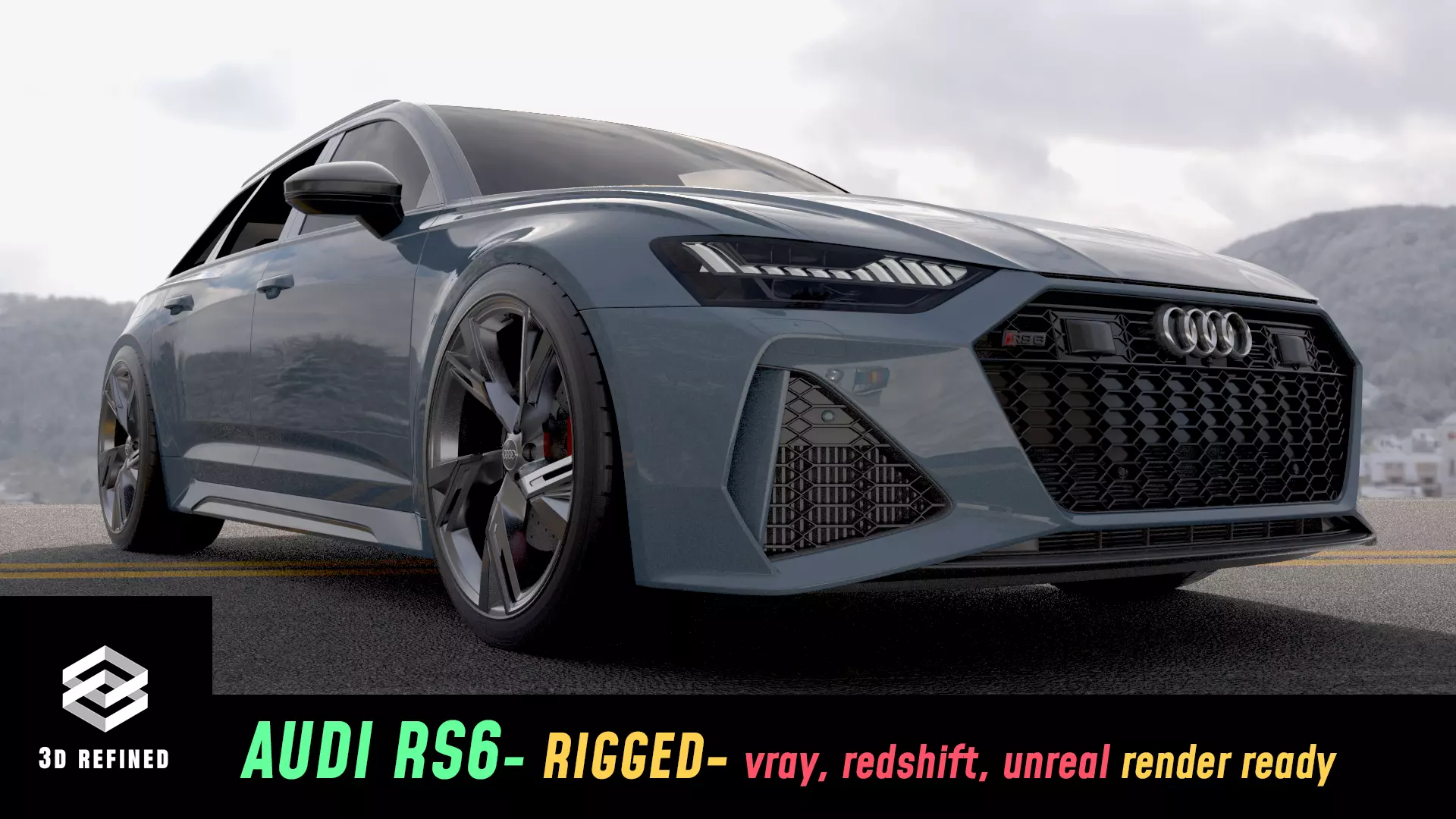 Audi RS6 -Rigged and Render Ready-unreal-vray-redshift 3D model_0