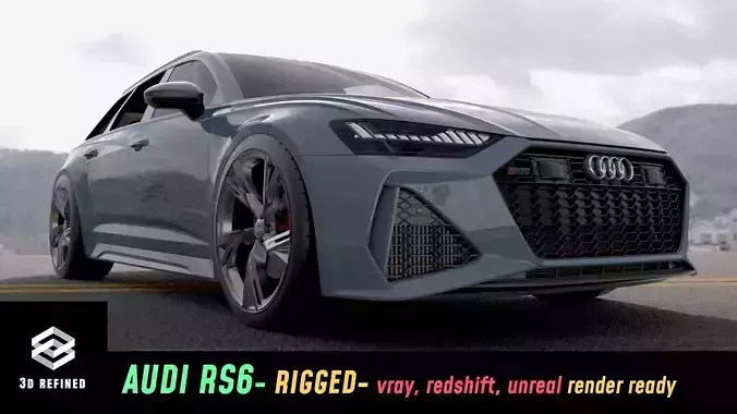 Audi RS6 -Rigged and Render Ready-unreal-vray-redshift 3D model