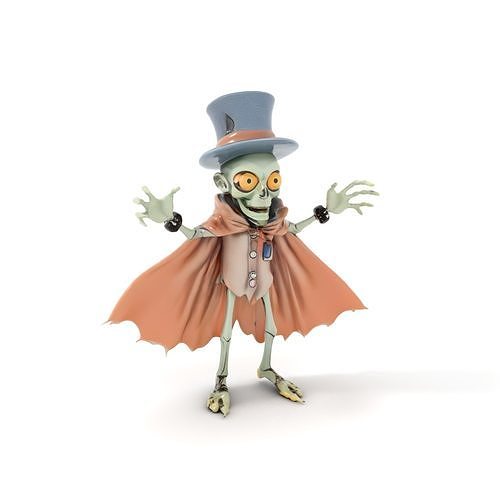 Spooky Skeleton Character Rigged and Animated with Cape and T... Low-poly 3D model