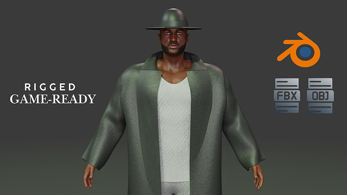 Dominant Male Character Rigged And Powerful Presence Low-poly 3D model