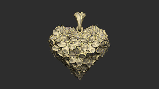 Forget me not heart treasure design crystal blossom 3D print model