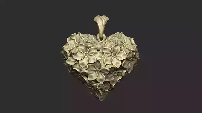 Forget me not heart treasure design crystal blossom 3D print model