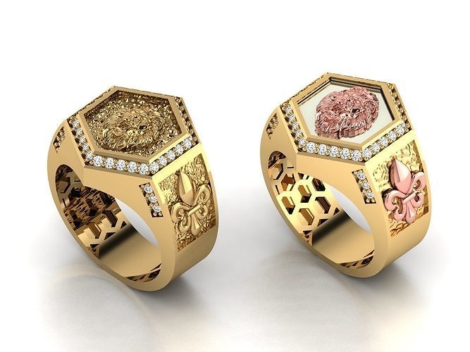 Lion head men s ring 3D print model