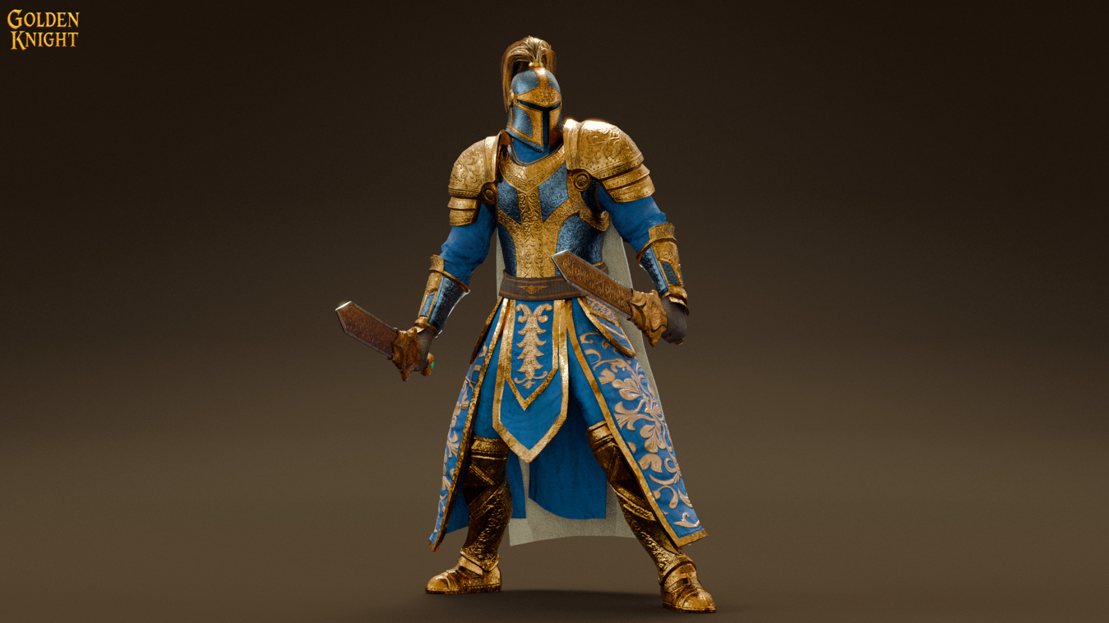 Golden Knight Game Ready Character Low-poly 3D model_15