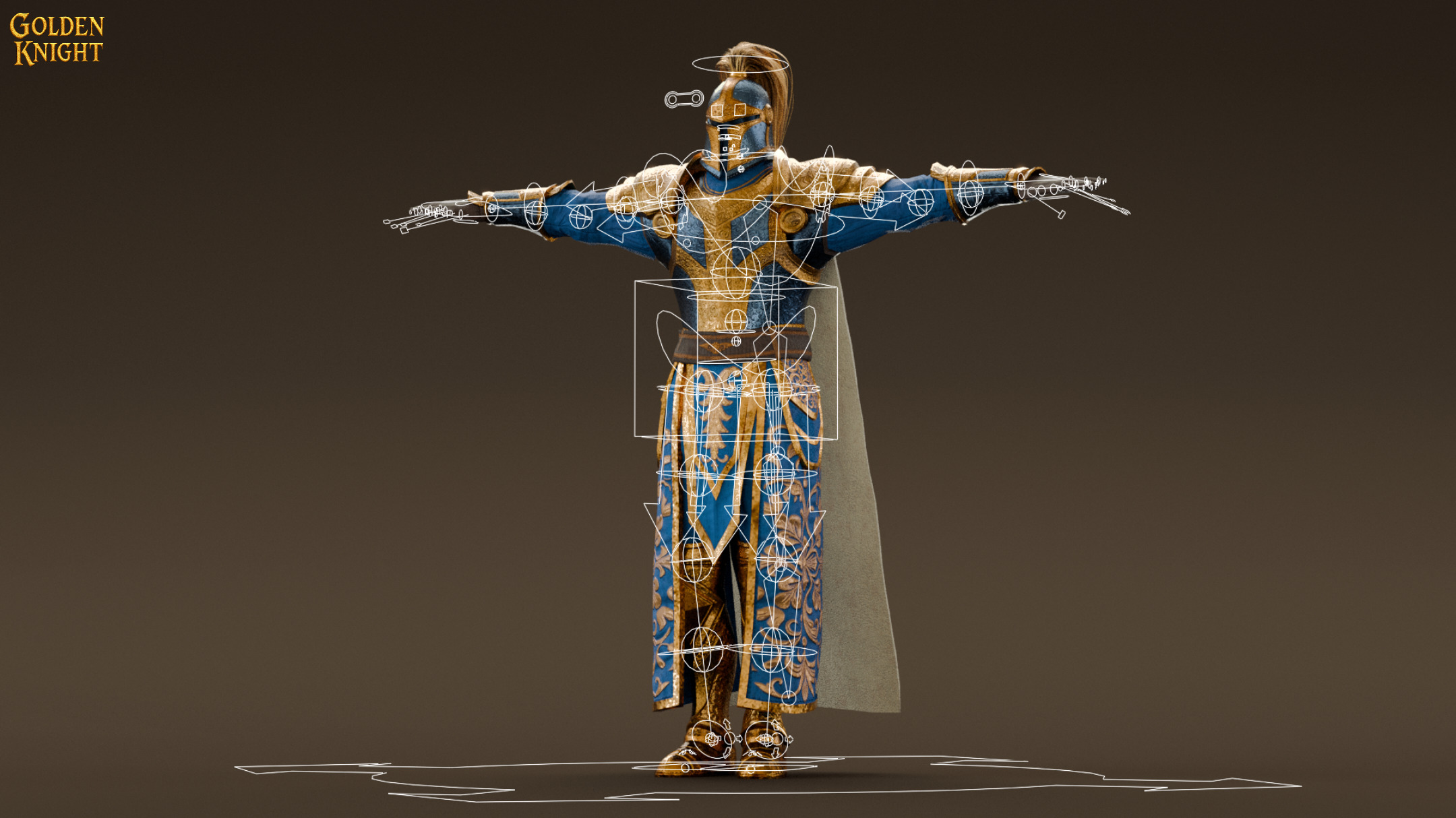 Golden Knight Game Ready Character Low-poly 3D model_11