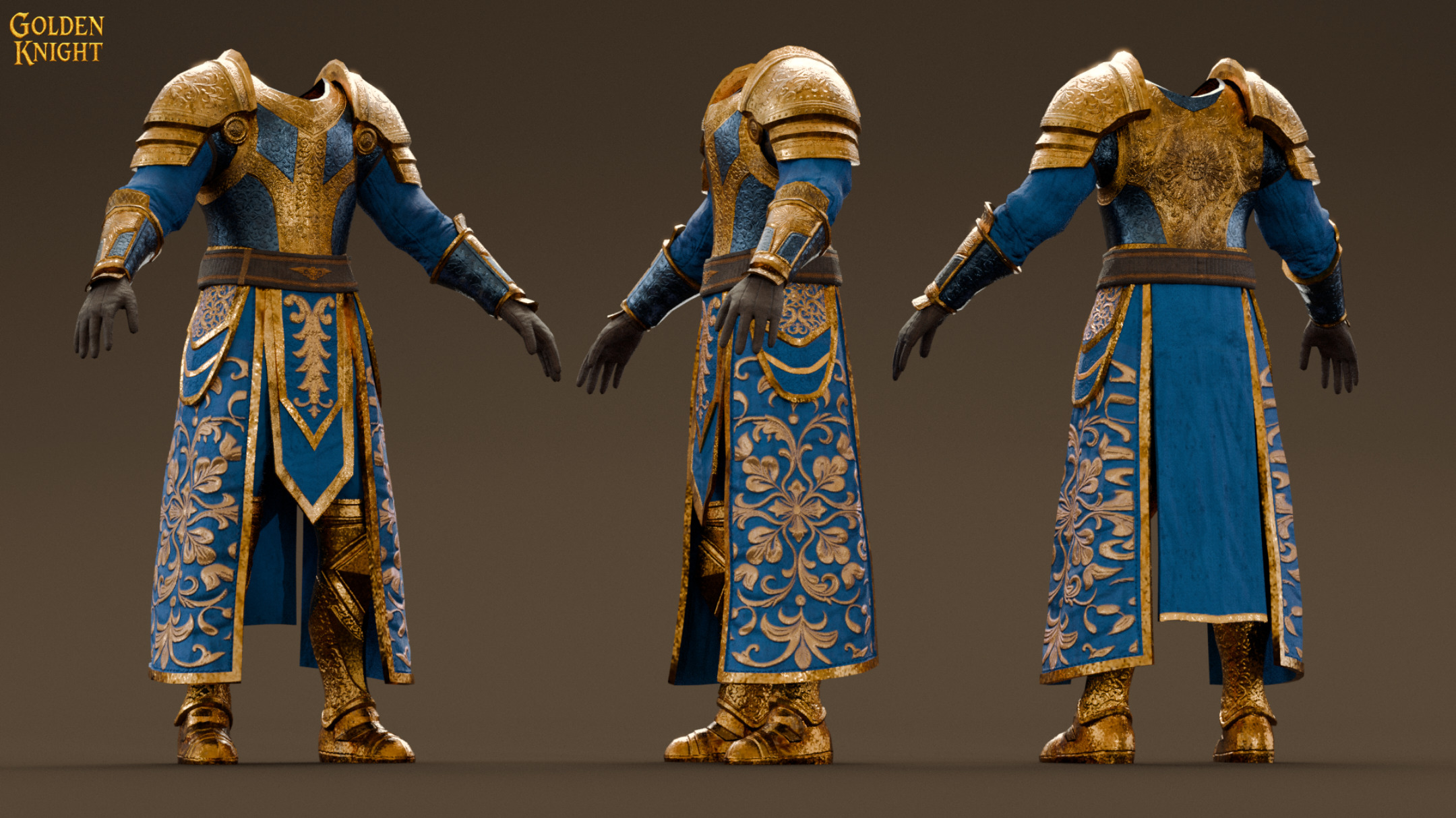 Golden Knight Game Ready Character Low-poly 3D model_3