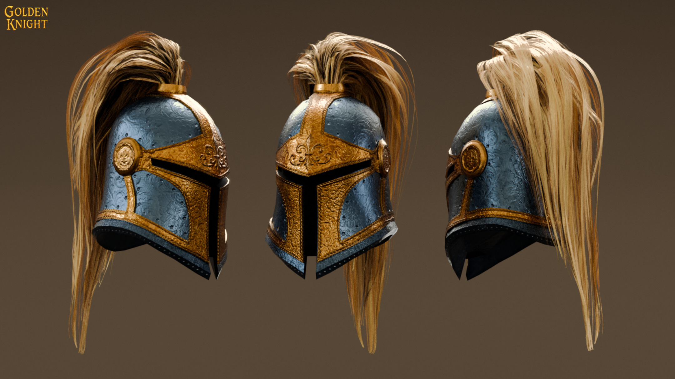 Golden Knight Game Ready Character Low-poly 3D model_12