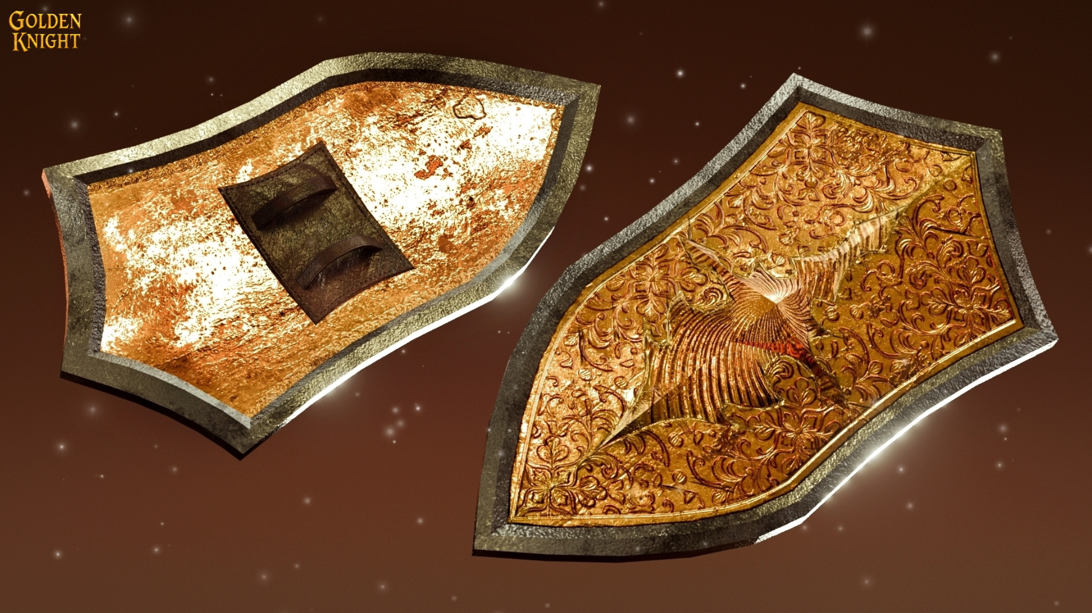 Golden Knight Game Ready Character Low-poly 3D model_9