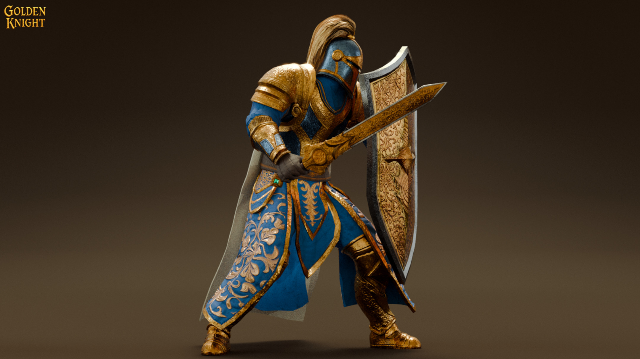 Golden Knight Game Ready Character Low-poly 3D model_16